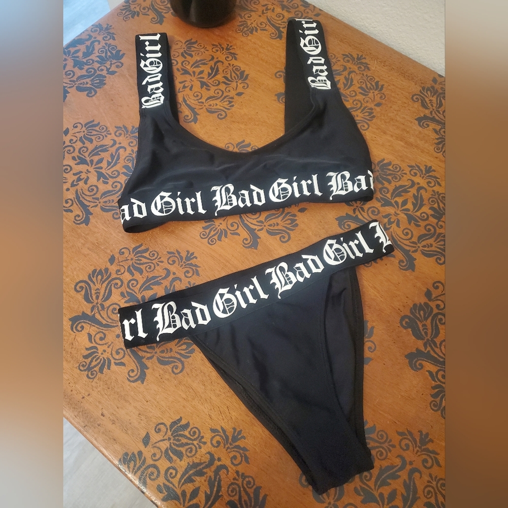 Black Graphic Bikini Set